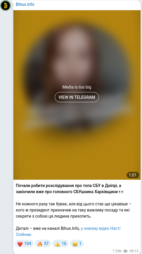 Telegram publication screenshot