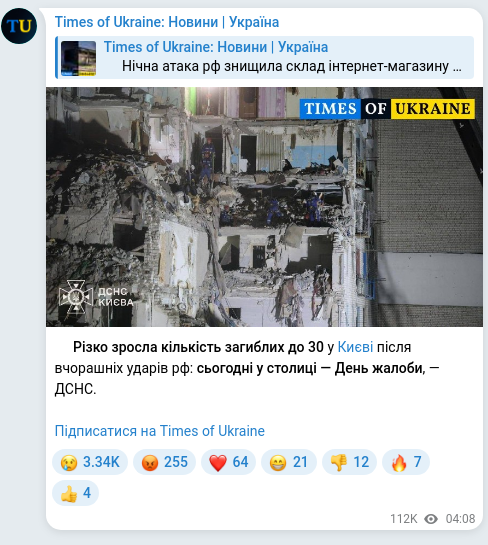 Telegram publication screenshot