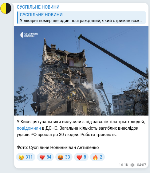 Telegram publication screenshot