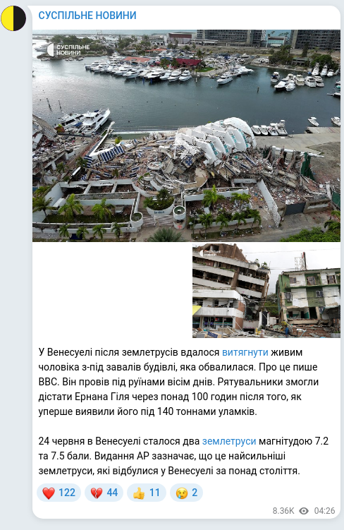 Telegram publication screenshot