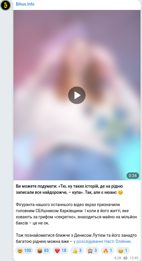 Telegram publication screenshot