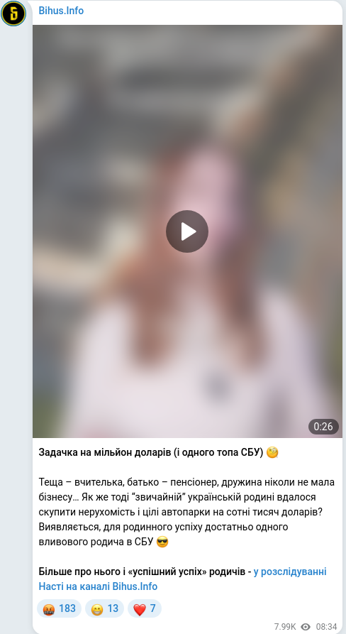 Telegram publication screenshot