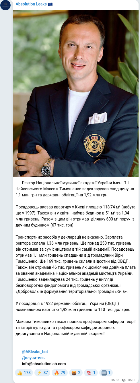Telegram publication screenshot