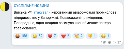 Скріншот Telegram-публікації