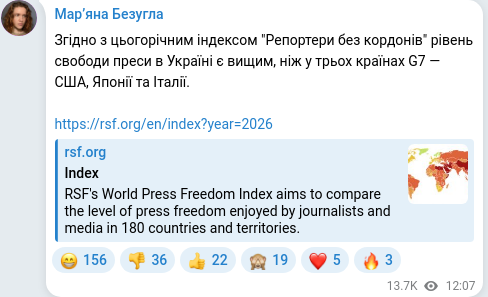 Telegram publication screenshot