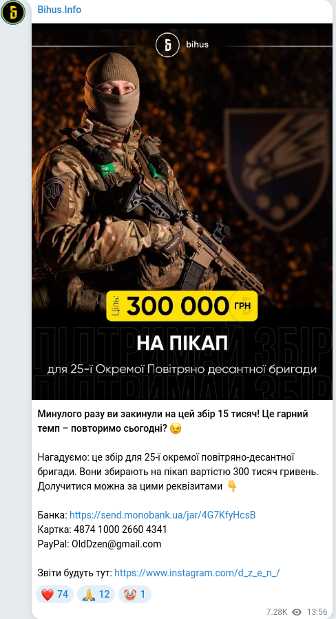Telegram publication screenshot