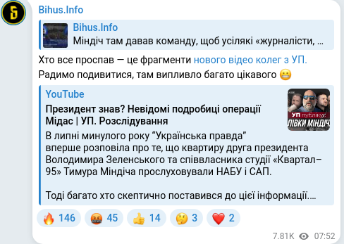 Telegram publication screenshot