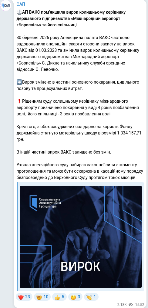 Telegram publication screenshot