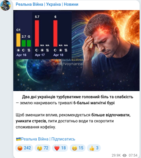 Telegram publication screenshot