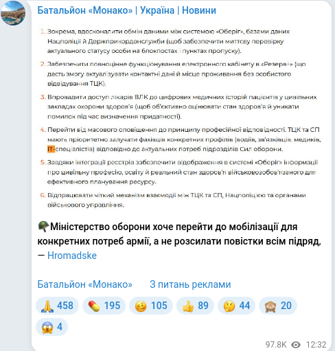 Telegram publication screenshot