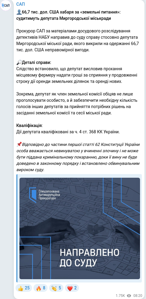 Telegram publication screenshot