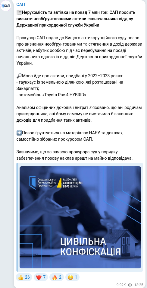 Telegram publication screenshot