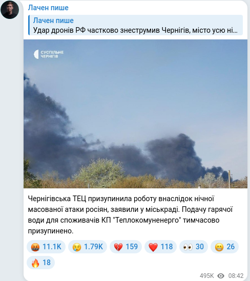Telegram publication screenshot