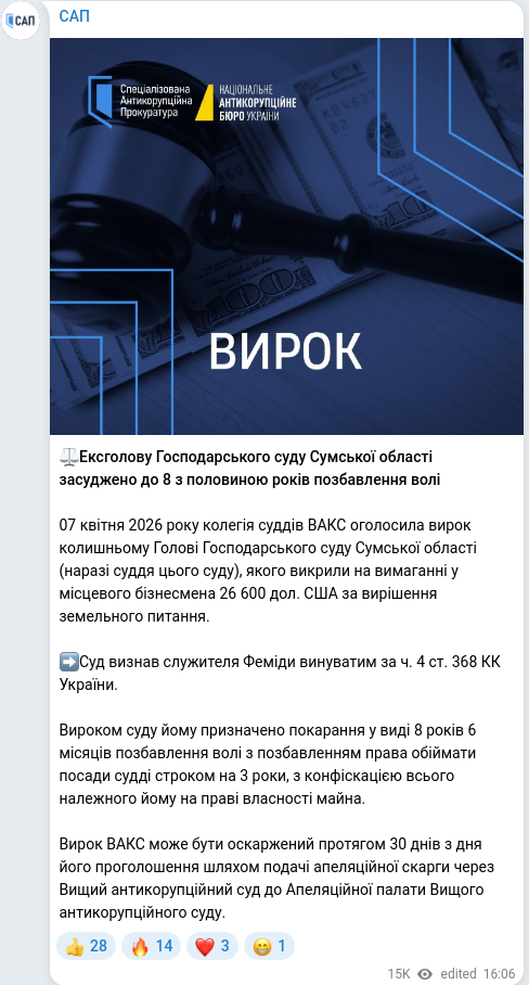 Telegram publication screenshot