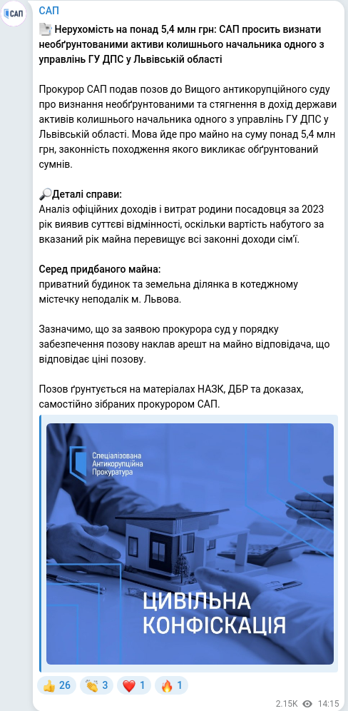 Telegram publication screenshot