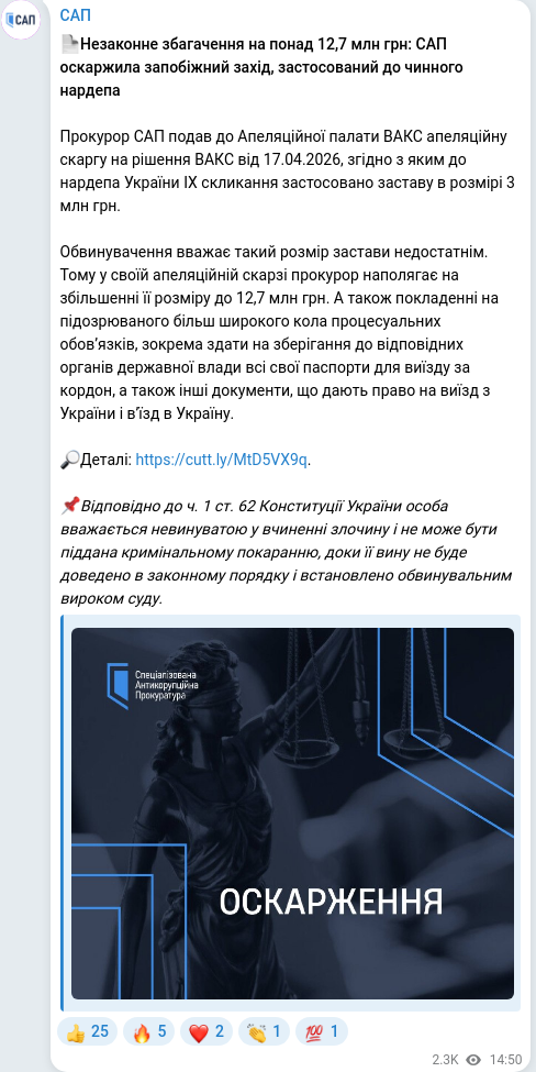 Telegram publication screenshot