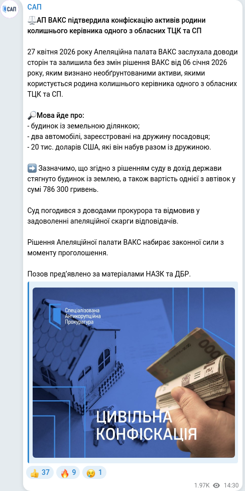 Telegram publication screenshot