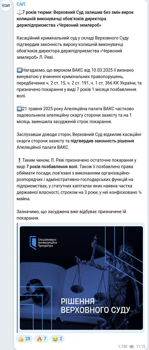 Telegram publication screenshot