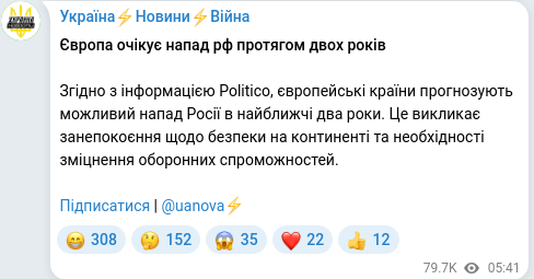 Telegram publication screenshot