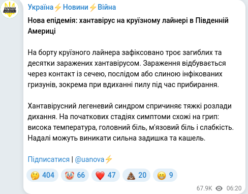 Telegram publication screenshot