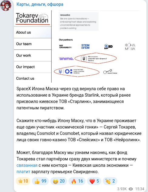 Telegram publication screenshot