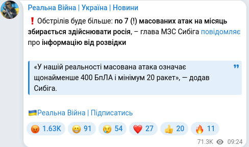 Telegram publication screenshot