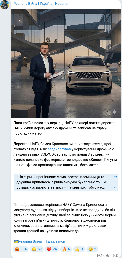 Telegram publication screenshot