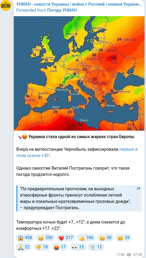 Telegram publication screenshot