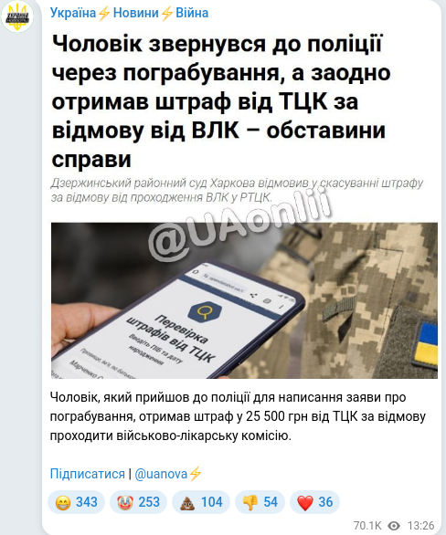 Telegram publication screenshot