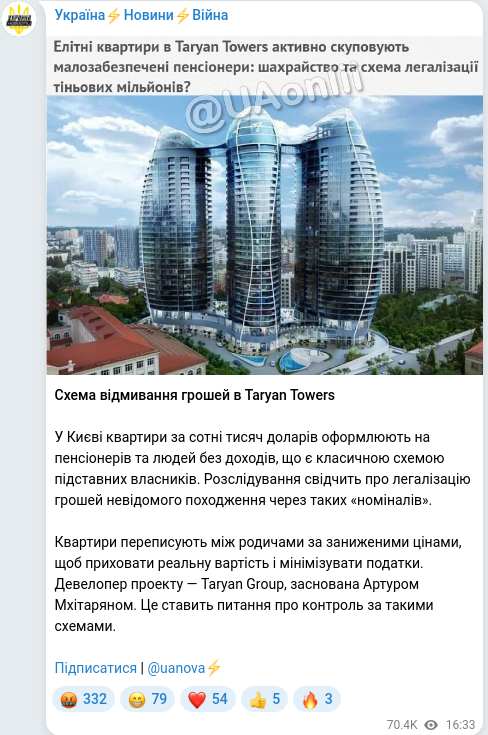 Telegram publication screenshot