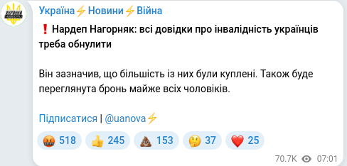 Telegram publication screenshot