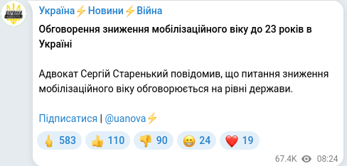 Telegram publication screenshot