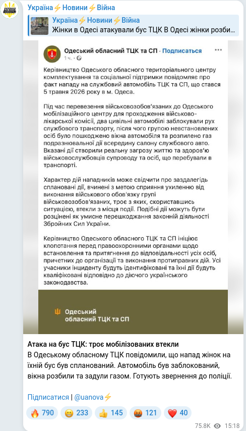 Telegram publication screenshot
