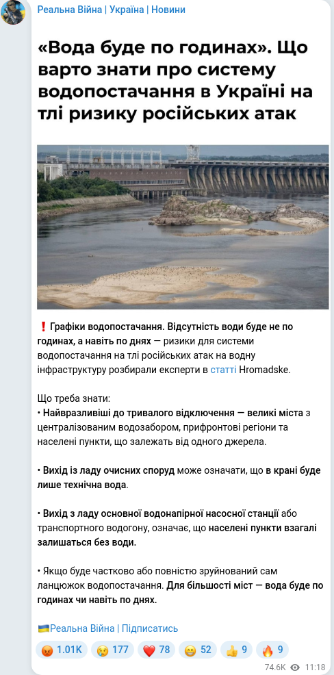 Telegram publication screenshot