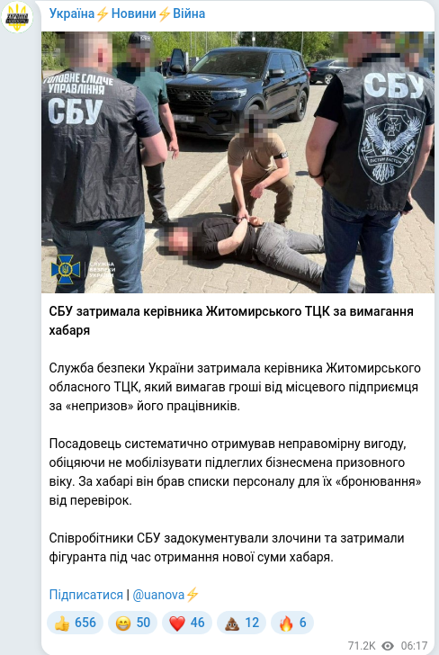 Telegram publication screenshot