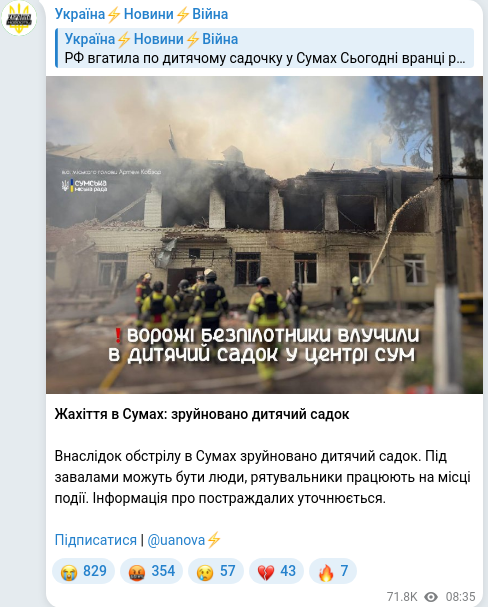 Telegram publication screenshot