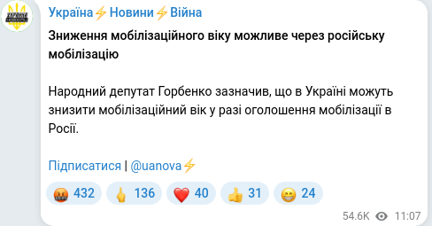 Telegram publication screenshot