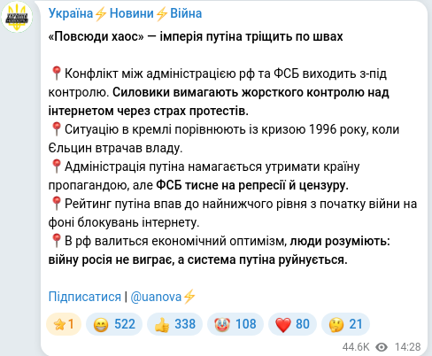 Telegram publication screenshot