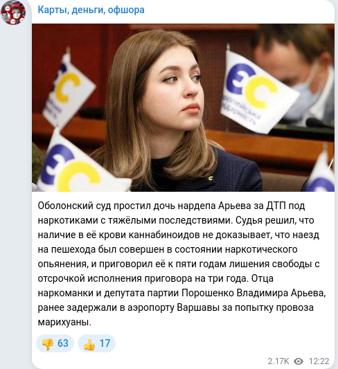Telegram publication screenshot