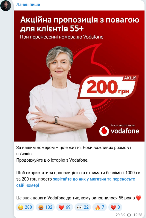 Telegram publication screenshot