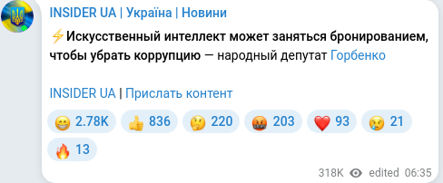 Telegram publication screenshot
