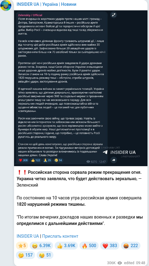 Telegram publication screenshot