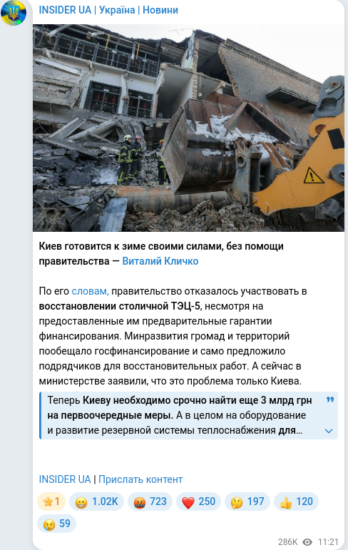 Telegram publication screenshot