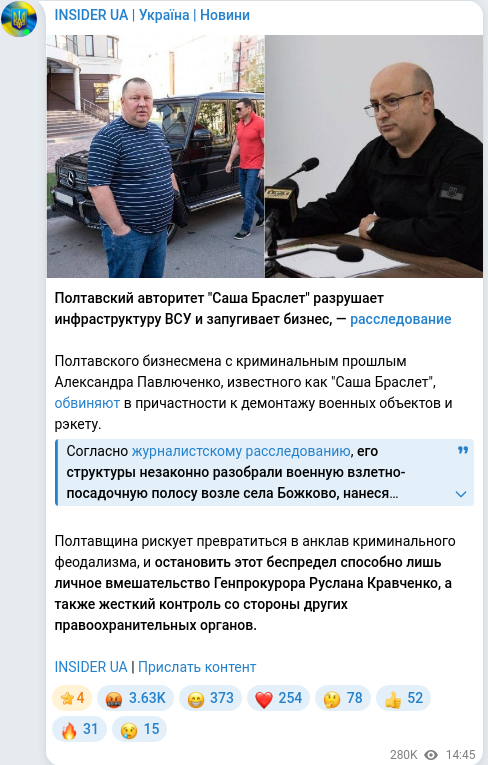 Telegram publication screenshot