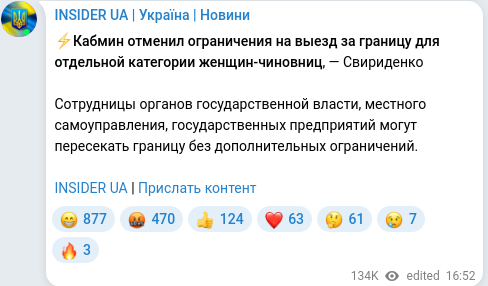 Telegram publication screenshot