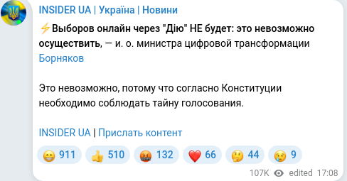 Telegram publication screenshot