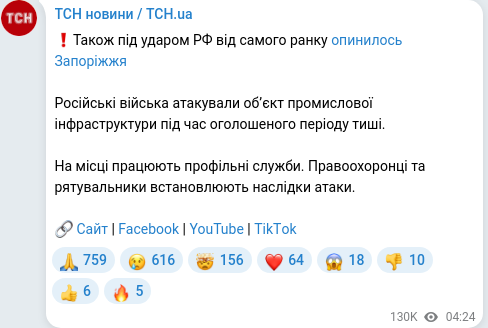 Telegram publication screenshot