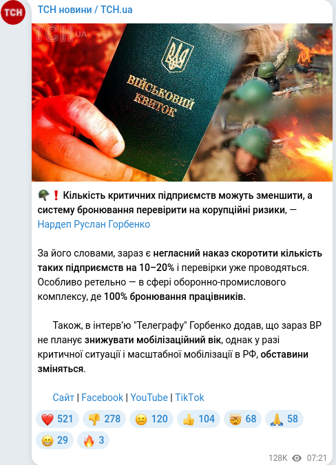 Telegram publication screenshot