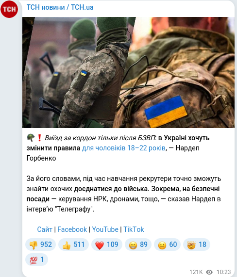 Telegram publication screenshot