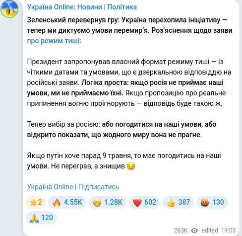 Telegram publication screenshot